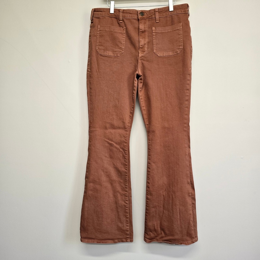 Pilcro High-Rise Skinny Bootcut Jeans Womens 32 Brown Patch Pocket Boho Retro